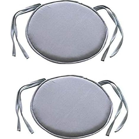 Lot de 2 (Gris)coussins rembourrés pour chaise de jardin avec attaches 38 x 38 cm (1/3)