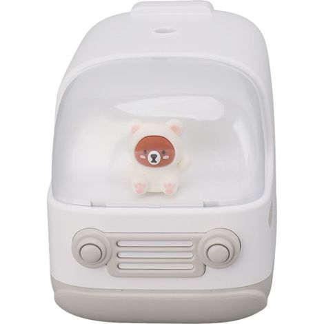 Humidificateur miniature portable 350 ml en forme d'ours et de bus, rechargeable par USB, diffuseur de brume fraîche, blanc, idéal pour le bureau, la chambre ou le bureau. (1/5)