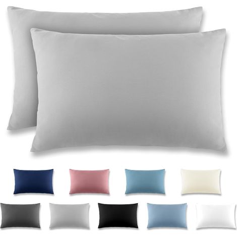 Taie Oreiller 50x70 Gris Clair - Lot de 2 Taies d'Oreillers 50 x 70 Carré en Microfibre Brossée, Housse Oreiller Coussin Oreiller avec Fermeture Éclair (1/5)