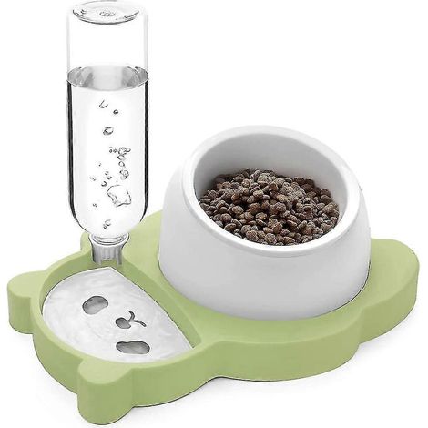 Schräges Katzenfutter- und Wassernapf-Set, erhöhter Keramik-Katzennapf mit automatischer (1/5)