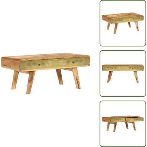 The Living Store Table basse Bois de manguier massif 90x50x40 cm - Bois de manguier (1/5)