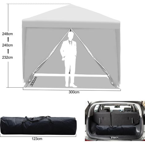 Wolketon Faltpavillon 3x3 m wasserdicht – Pavillon faltbar mit UV-Schutz 50+, Gartenzelt & Partyzelt mit 4 Seiten, ideal für Garten, Camping, Hochzeit & Strand Weiß (1/4)