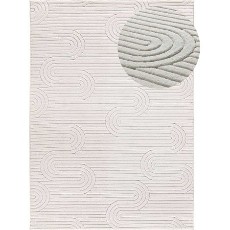ATTICGO Tapis géometrique avec relief lavable ESTILO 62 Crème 80x150 cm (1/5)