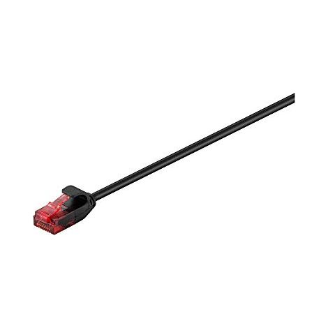 CAT 6 cavo patch slim, U/UTP, nero, conduttore di rame (CU). Lunghezza del Cavo 5 m (1/4)