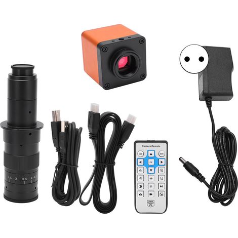 Caméra microscope industrielle 34MP 180X, capteur HD, interface HDMI et USB, objectif C-Mount, alimentation AC100-240V prise UE, pour inspection précise (1/5)