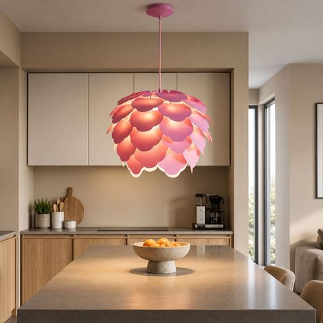 Foglie lampada a sospensione soggiorno camera da letto fiori lampada da soffitto viola in un set che include lampadine a LED (1/5)
