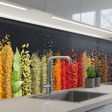 REVETEMENT MURAL DE CUISINE, CRÉDENCE DE CUISINE Épices - Herbes - Emplois - Rainbow 300x60 cm (1/5)