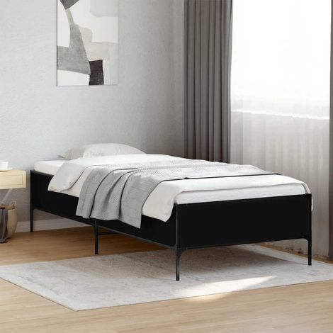 Bettgestell Schwarz 90x200 cm Holzwerkstoff und Metall (1/5)