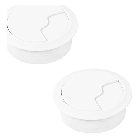 Passe-câbles  OFFICE  Prise de câble Ø de perçage 60 mm  2 Passe-câbles ronds sans fil  Plastique Blanc  Passe-câbles à enfoncer  Goulotte de bureau - Passe-câbles (1/4)