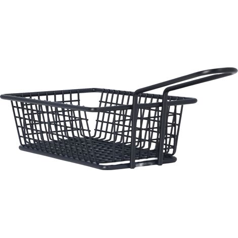 Panier de friteuse en acier inoxydable alimentaire, support à frites, passoire de friture avec manche, pour restaurant et maison, forme rectangulaire courte (1/5)