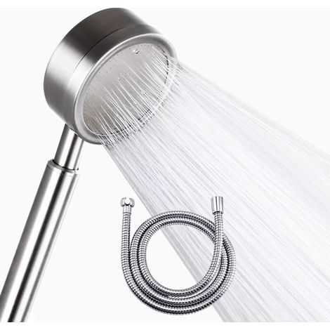 Pommeau de douche haute pression en acier inoxydable 304 + flexible 1,5 m – économiseur d’eau pour salle de bain (1/5)
