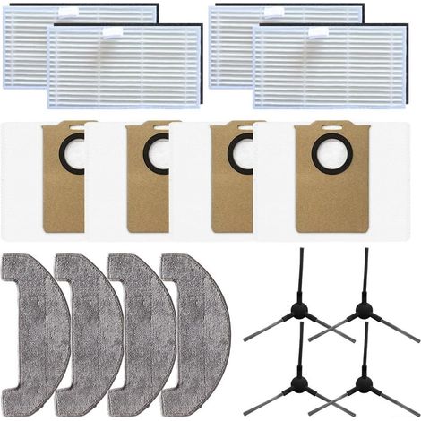 16 Pack ersatzteile für Uninell UR3 Saugroboter,staubsauger roboter zubehör enthalten 4Seitenbürsten,4 Filter,4 Mikrofaser Wischtücher,4 Staubbeutel (1/5)