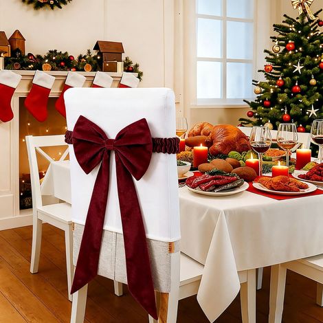Sash Pour Chaise - Velours Élastique 50 x 75 cm - Décoration De Fête Noël Mariage Banquet - Lot De 1 (1/5)
