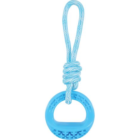 Anneau rond en TPR et corde 25 cm, bleu Samba, Jouet pour chien - animallparadise