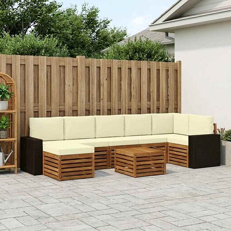 Teenpull – Outdoor-Sofagarnitur 8 Stk. Natur und Creme (1/5)