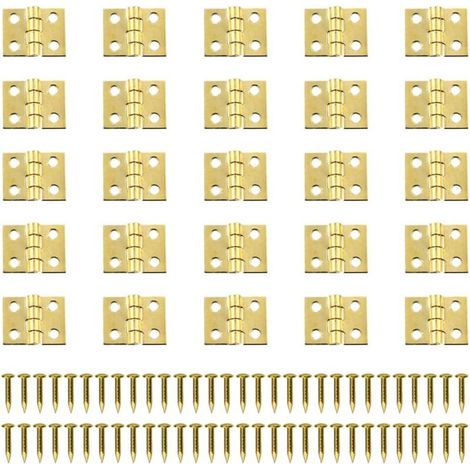 100 Stück Mini-Retro-Scharniere, Messingscharniere, kleine Metallscharniere, Miniaturscharniere mit Schrauben für Schranktüren, Schubladen und Kommoden