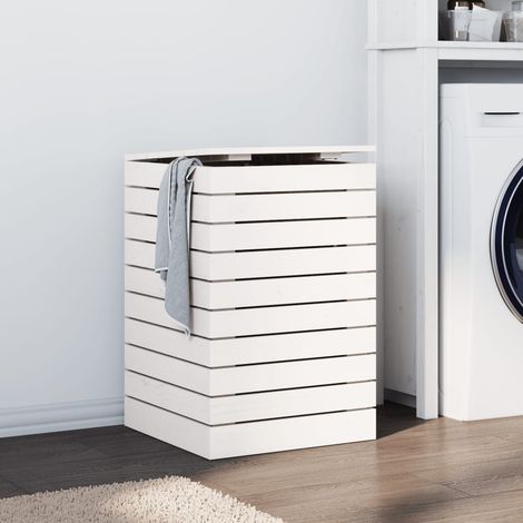 Laundry Basket White 44x44x66 cm Solid Wood Pine vidaXL
