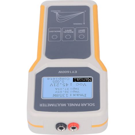 MPPT-Tester für Solarmodule 5–1600 W, 0–60 A, Photovoltaik-Multimeter mit Anschlusskabel 12–60 V (1/5)