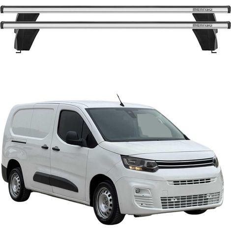 OMAC Barres de toit transversales en aluminium pour Citroën Berlingo 2018-2026 – Antivol – Rainure en T – Testées City Crash – Charge Max 75 kg Argent (1/4)