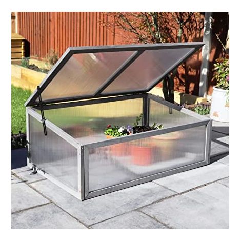 Garden Mile Grey Wooden Mini Cold Frame Small Garden Greenhouse Growing Plant Protection Waterproof Weather Resistant Suitable for Outdoor Vegetables, Flowers and Seed Germination W65 x L100 x H40cm (1/5)