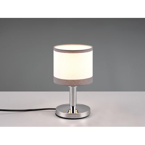 LED Tischleuchte mit Stoffschirm in Weiß/Grau, Touchfunktion Höhe 22,5cm (1/4)
