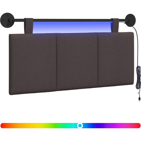 Testiera  Testata del letto sospesa Con luce LED Marrone Scuro Tessuto (1/5)