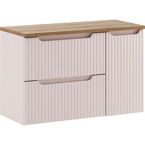 Waschtischunterschrank 90 cm, 3 Schubladen, Riva, Kaschmir und Holz (1/5)