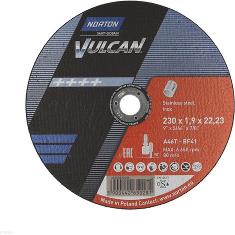 Norton Clipper Disques à tronçonner Metall 230x1,9x22,23 mm A46T INOX 66252833406