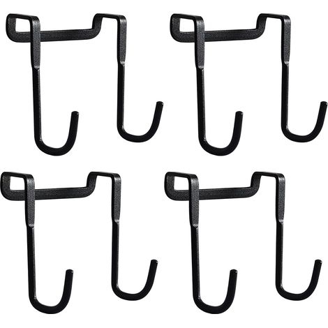 Lot de 4 crochets doubles en S en acier inoxydable pour serviettes et vêtements - Gain de place - Sans perçage - Noir - Capacité de 15 kg (1/5)