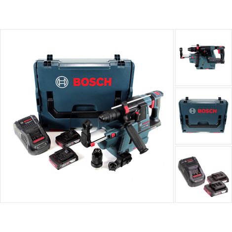 Bosch GBH 18 V-26 F Martello pneumatico professionale a batteria SDS-Plus in valigetta L-Boxx +  Aspiratore a batteria GDE 18 V-16 + 2x Batterie 2,0 Ah + Caricatore GAL 1880 CV (1/5)