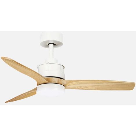 Ventilateur Barrax DC 18 W Blanc/Hêtre 3 pales 6 vitesses 106d Éclairage optionnel 2250 lm 300045006500KK Télécommande + mémoire (1/2)