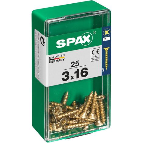 Boîte 25 Unités. Vis A Bois Spax Cab. Plat Yellox 3.0x16mm Spax (1/2)