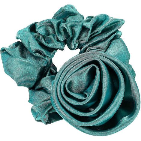 Chouchou élastique à cheveux avec décoration de rose, grand élastique en caoutchouc rose, chouchou pour cheveux de femme, support pour queue de cheval-Green (1/5)