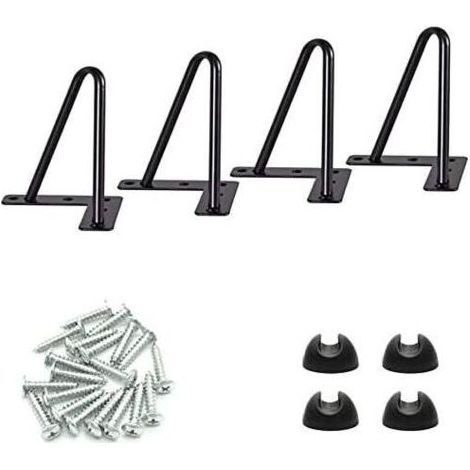 4pcs Pieds de table en épingle à cheveux-4 pouces pieds de table en métal bricolage pour Heavy Duty-Parfait pour meuble, meuble TV, tiroirs, table de chevet, est livré avec vis et protecteurs de sol (1/5)