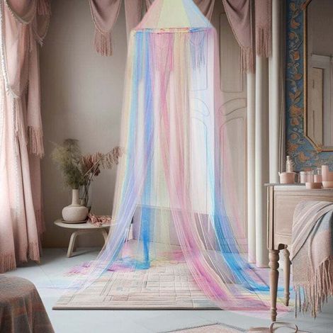 Moustiquaire pour lit princesse arc-en-ciel,Moustiquaire de lit,Moustiquaire dôme,Mailles fines,Pour lit double,lit simple, voyage, maison,60×250×1250cm (1/4)