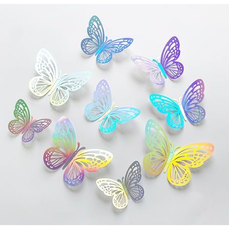 3D Papillons Papiers Décoration,60 Pièces Papillon Stickers Muraux,Papillon Autocollants Muraux pour Maison Pièce Fête Mariage(8/10/12cm) (1/5)