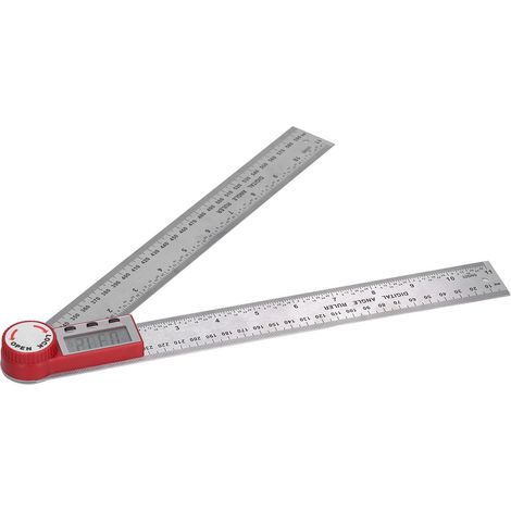 Rapporteur d'angle 360° avec affichage numérique, en acier inoxydable durable, règle de mesure électronique portable pour le travail du bois, 300 mm (1/5)