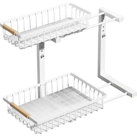Multifunktionaler Organizer auf 2 Ebenen, Metallständer für Arbeitsplatte oder Unterschrank, höhenverstellbar, 2 Schubladen, für Bad, Küche, Speisekammer, Bar, Regal mit Schubladen zur Aufbewahrung vo (1/5)