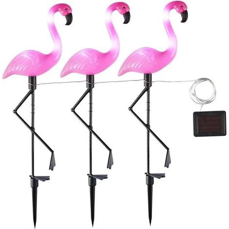 lampe solaire exterieur - 3X Pieux de Flamant - 220525 mm - Pelouse de Paysage Décoration Ornement Terrasse Allée Sentier P ODIPIE