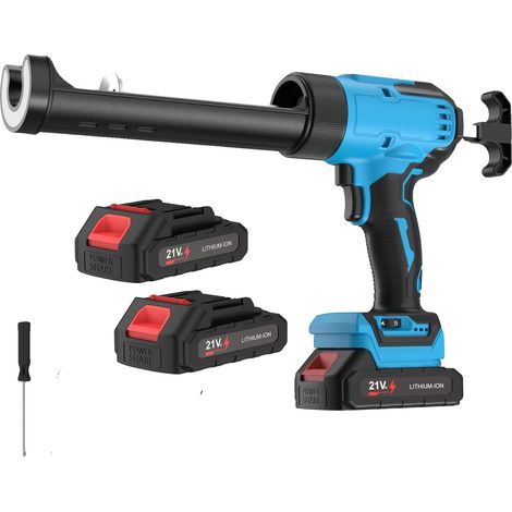 Pistola de pegamento, ajustable a 6 velocidades, luz LED, dos pilas (azules) (1/2)