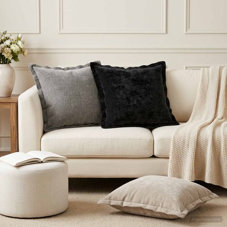 vidaXL Cushion Cover 6 pcs HOUTEN Dark Grey 45 x 45 cm Chenille Fabric (1/5)