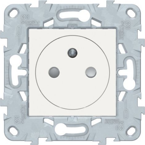 Schneider Electric – Prise 2P+T affleurante 16A connexion rapide – PVC robuste – Pose encastrée – Compatible finitions Unica