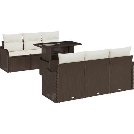Maison Exclusive - Set Divano da Giardino con cuscino 7 pcs Marrone Poly Rattan