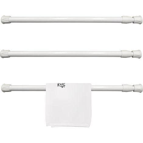 3 PCS Barre Extensible Sans Perçage,30-50 cm Barre Rideau Extensible,Tringle Entre 2 Murs avec Ressort pour Fenêtres,Armoires,Placards à Chaussures,Penderies, étagères (Blanc) (1/5)