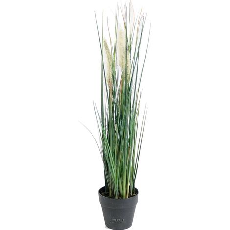Graminée herbe de roseau artificielle avec 3 chatons en pot H 50 cm (1/3)