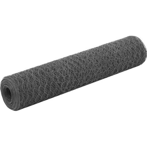 Grillage à poules 25 x 0,75 m, gris, maille hexagonale 25 mm, acier revêtu de PVC, résistant à la rouille, pour volière et jardin (1/5)