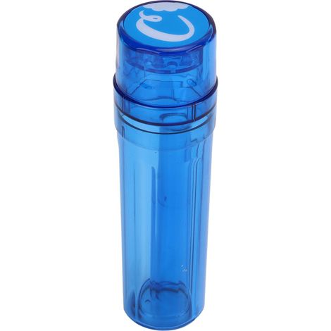 Moulin à herbes transparent portable bleu, broyeur à épices lavable petit modèle démontable pour broyage domestique. (1/5)