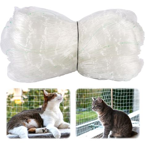 5 x 5 m Filet De Protection Chat, 2.5cm Protection Fenetre Chat, Transparentes Filet De Balcon Protection Sans Perçage, pour Sécuriser Les Balcons, Fenêtres, Terrasses, Lucarnes et Portes (Blanc) (1/5)