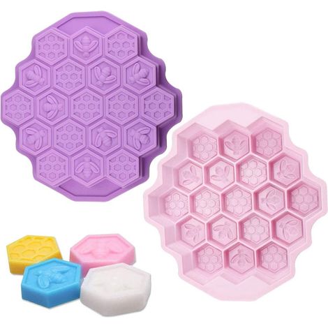 Moule A Savon - Moule A Gateaux Silicone 19 Cavites Motif Nid D Abeille - Reutilisable Antiadhesif Pour Savon Artisanal Gelée Chocolat Biscuit - 2 Unites