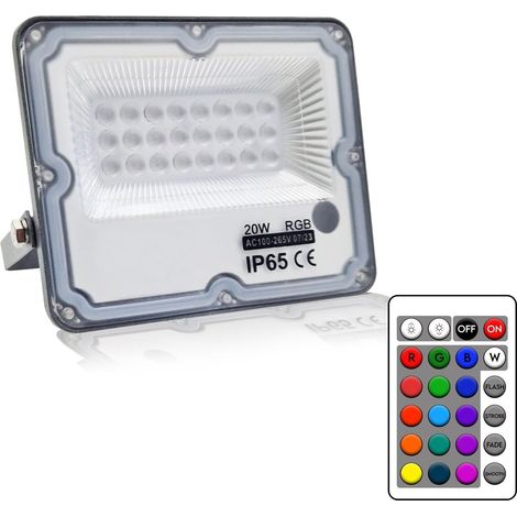 Faro LED RGB da Esterno con Telecomando 15 Colori, IP65, 50-200W 20W